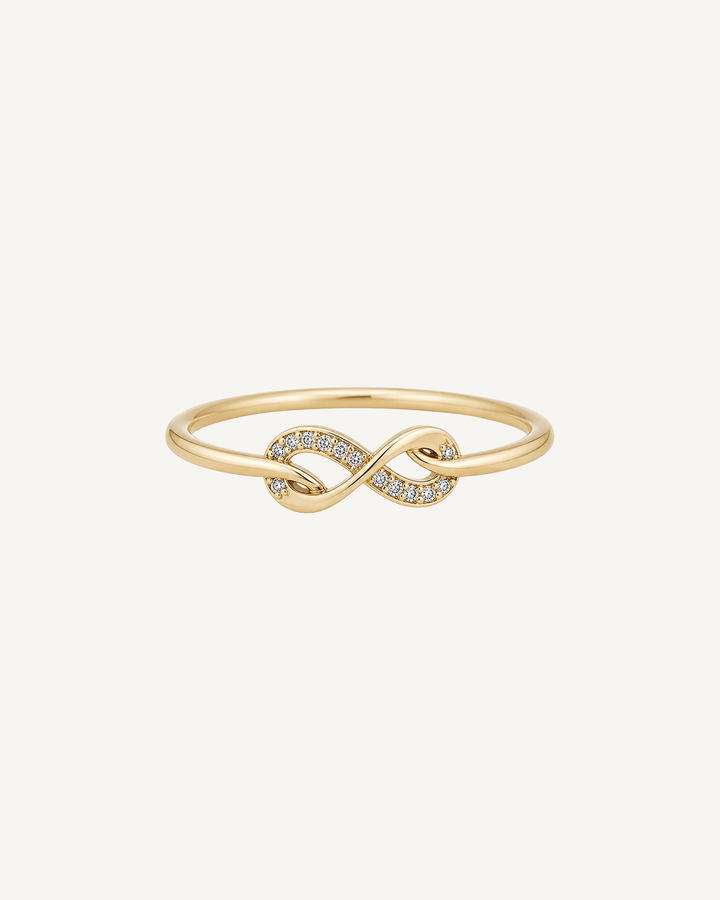 Fine Infinity Ring product image on Oyster Silk background
