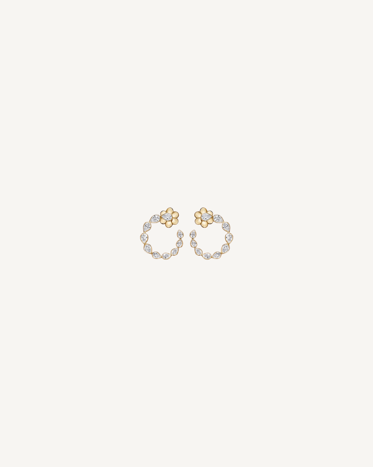 Floral Marquise Hoops product image on Oyster Silk background