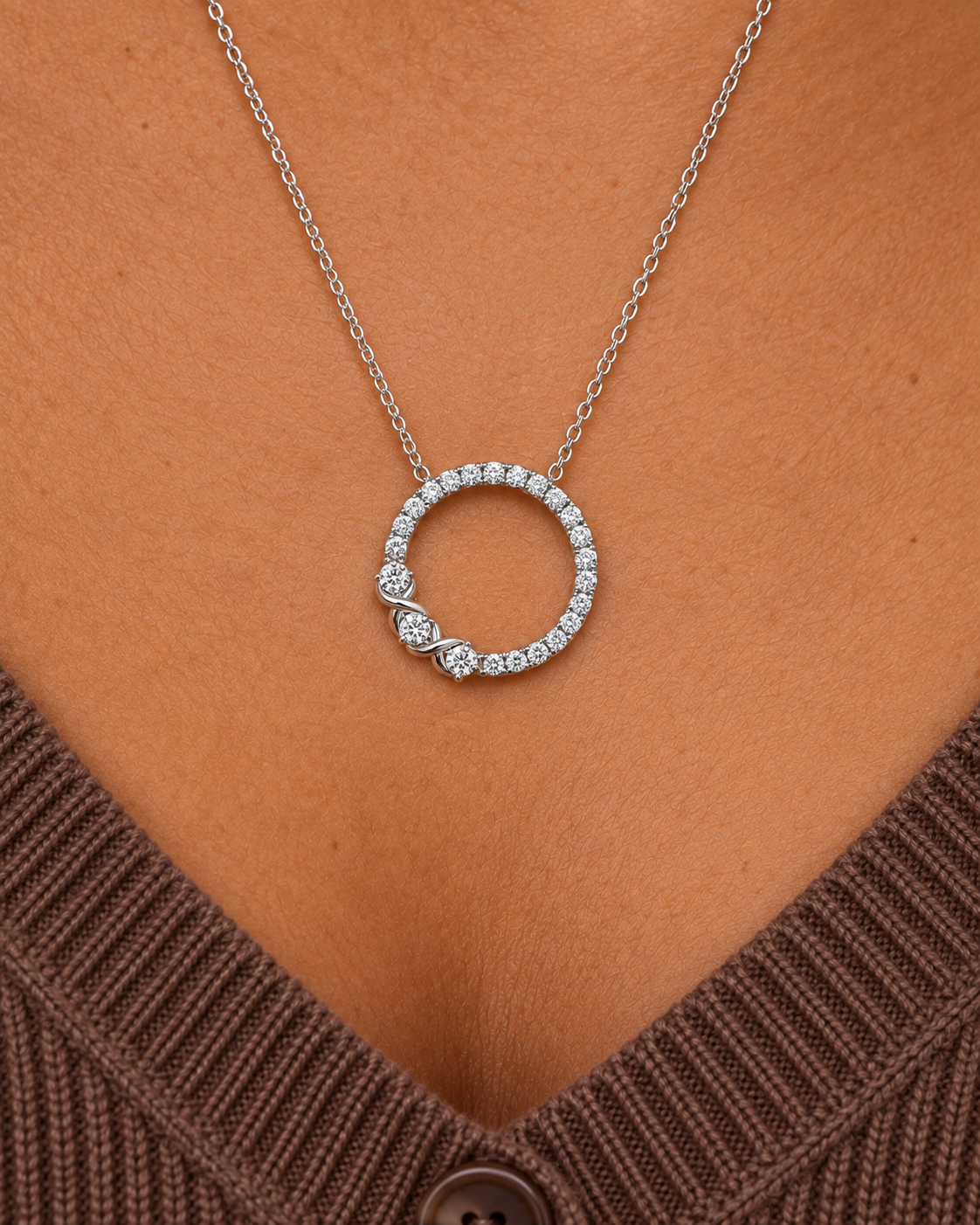 Floral Wreath Necklace, close worn view