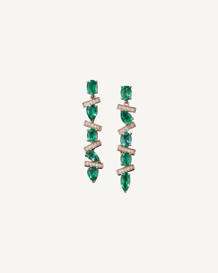 Green Bar Drop Earrings product image on Oyster Silk background