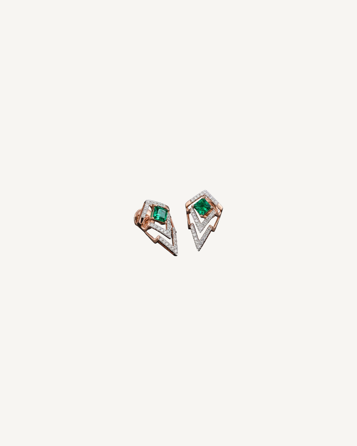 Green Chevron Studs product image on Oyster Silk background