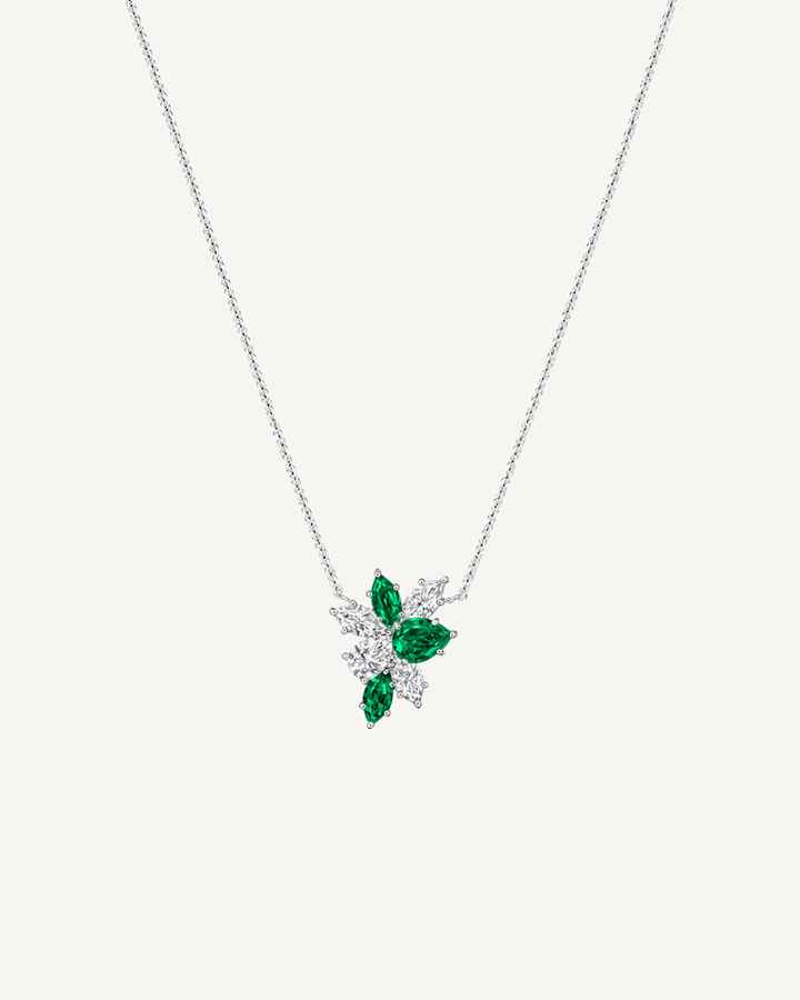 Green Floral Necklace product image on Oyster Silk background