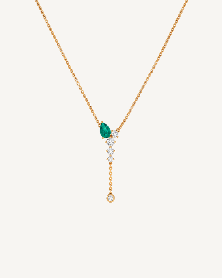 Green Lariat Necklace product image on Oyster Silk background