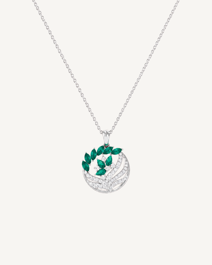 Green Medallion Necklace product image on Oyster Silk background