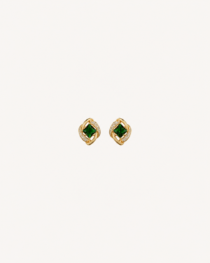 Green Spiral Studs product image on Oyster Silk background