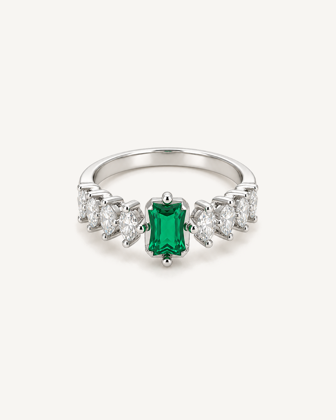 Green Step-Cut Ring product image on Oyster Silk background