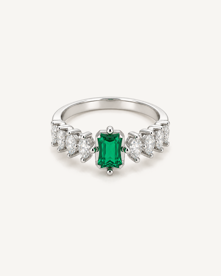 Green Step-Cut Ring product image on Oyster Silk background