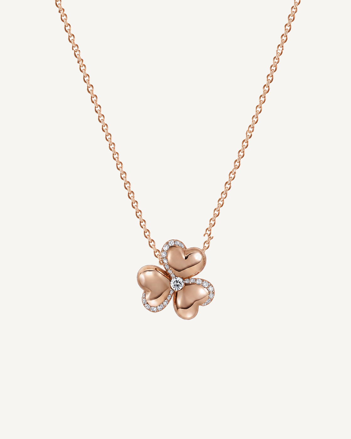 Heart Clover Necklace product image on Oyster Silk background