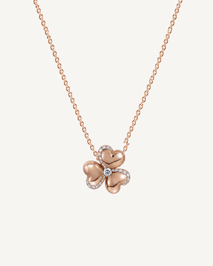 Heart Clover Necklace product image on Oyster Silk background