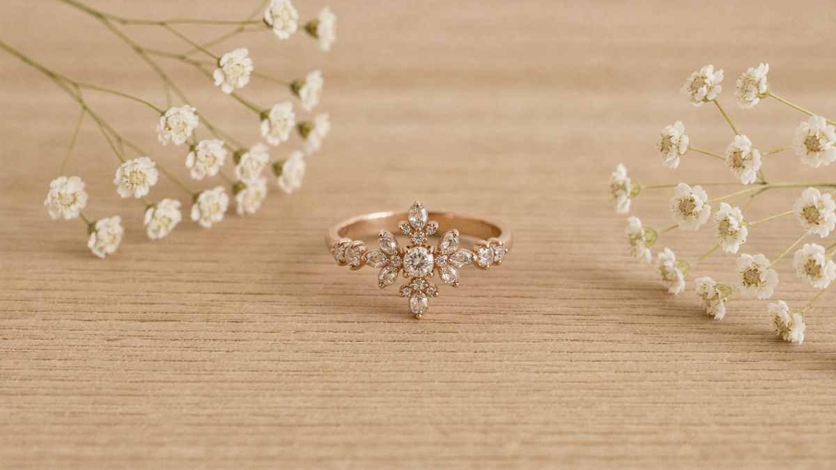 Home hero — first piece, simple diamond ring