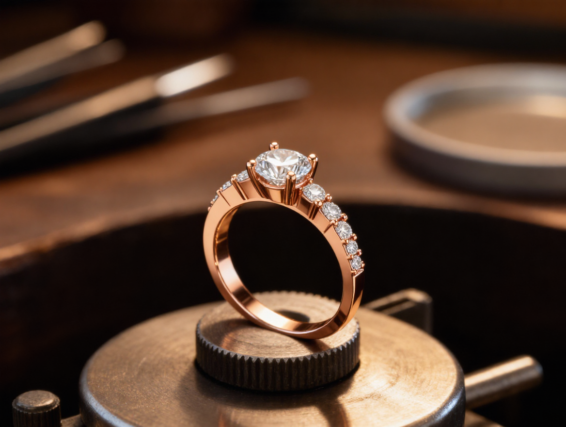 At the bench — polishing a ring