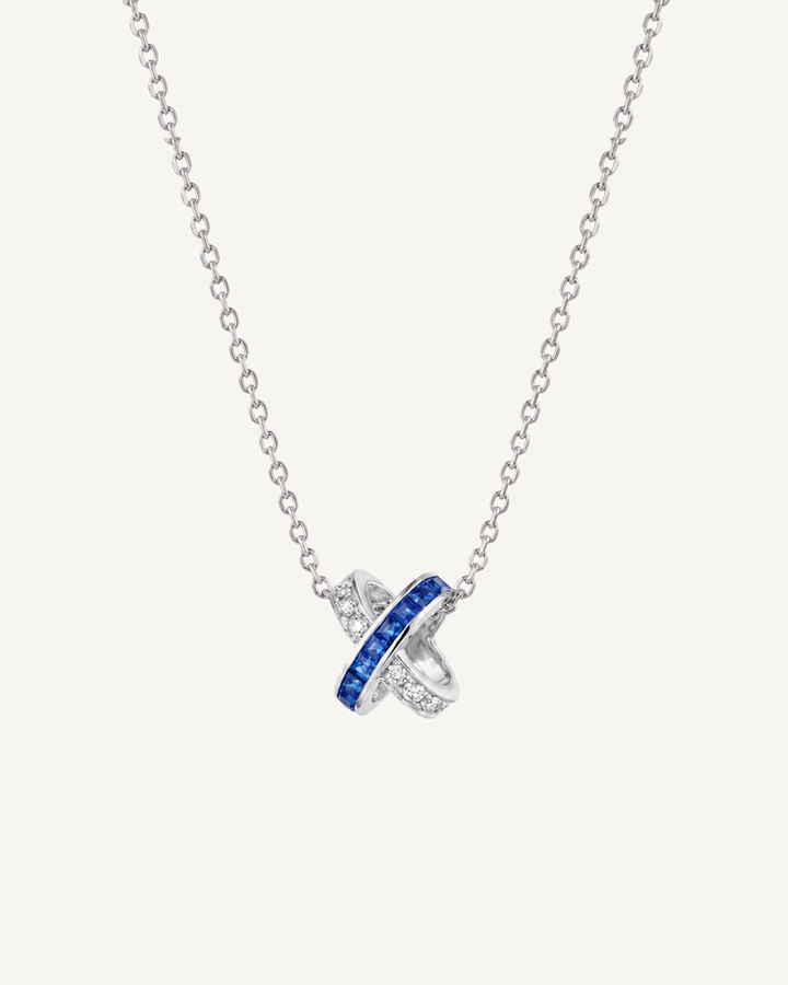 Interlocking Blue Necklace product image on Oyster Silk background