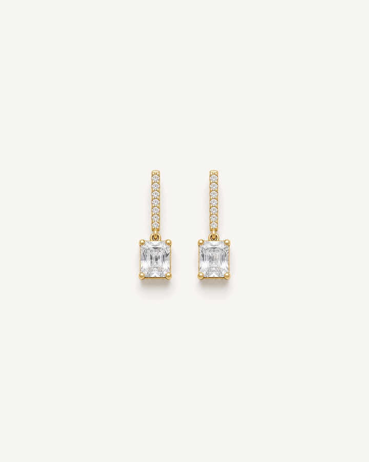 Linear Square Drop Earrings product image on Oyster Silk background