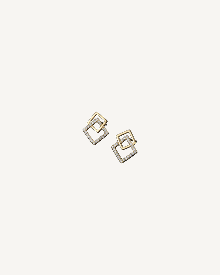 Linked Square Studs product image on Oyster Silk background