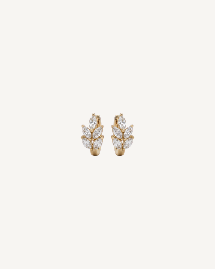 Marquise Leaf Hoops product image on Oyster Silk background
