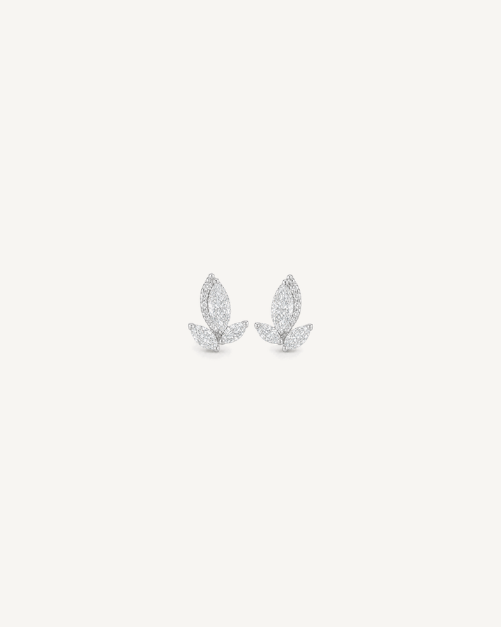 Marquise Leaf Studs product image on Oyster Silk background