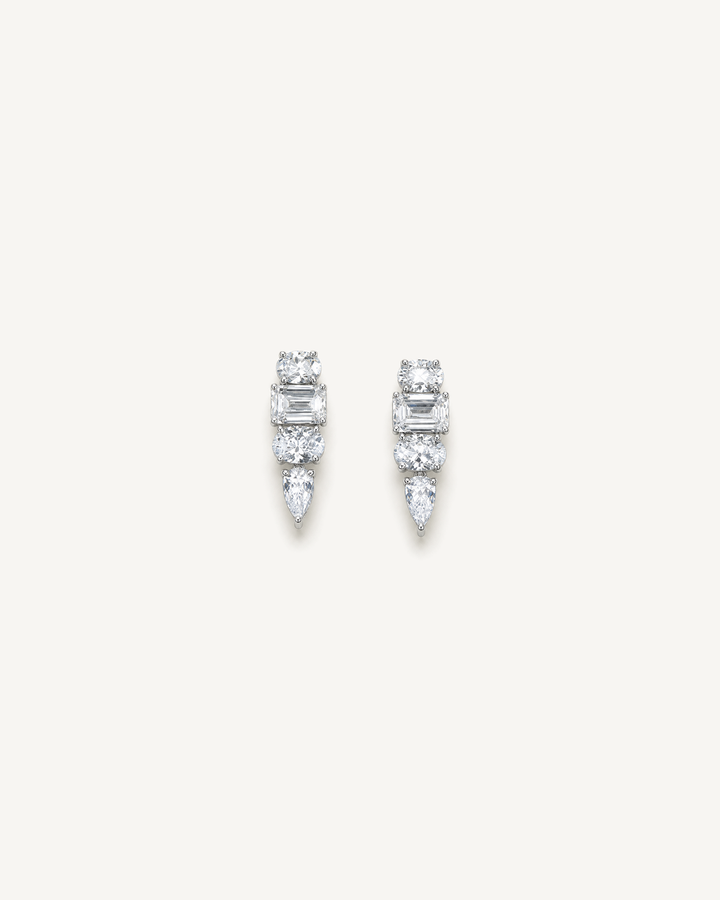 Mixed-Cut Drop Earrings product image on Oyster Silk background