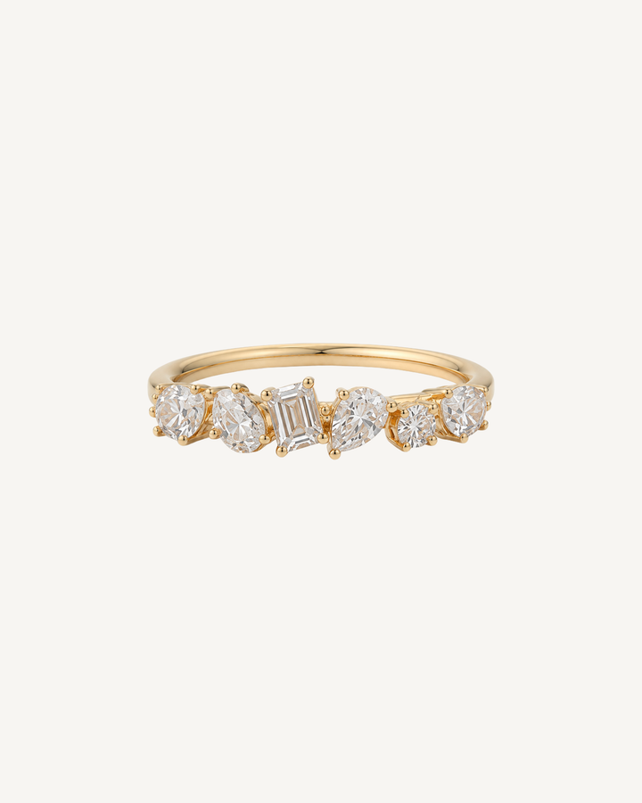 Mixed-Cut Row Ring product image on Oyster Silk background