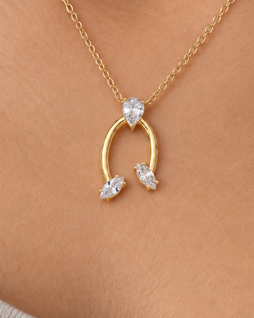 Open Oval Necklace, close worn view