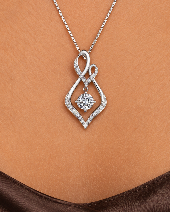 Open Swirl Necklace, close worn view