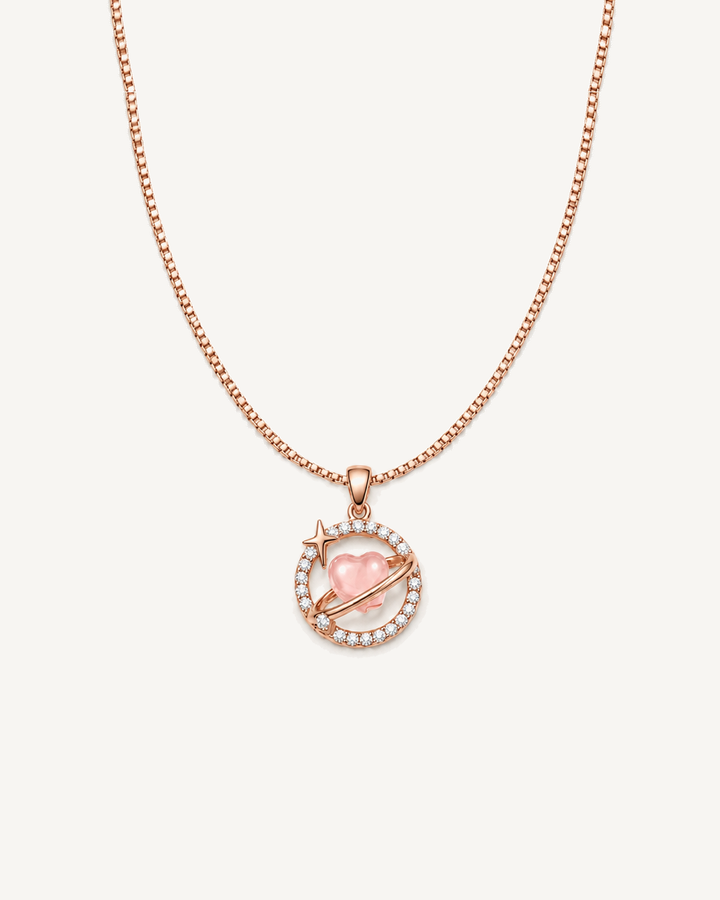 Orbital Heart Necklace product image on Oyster Silk background