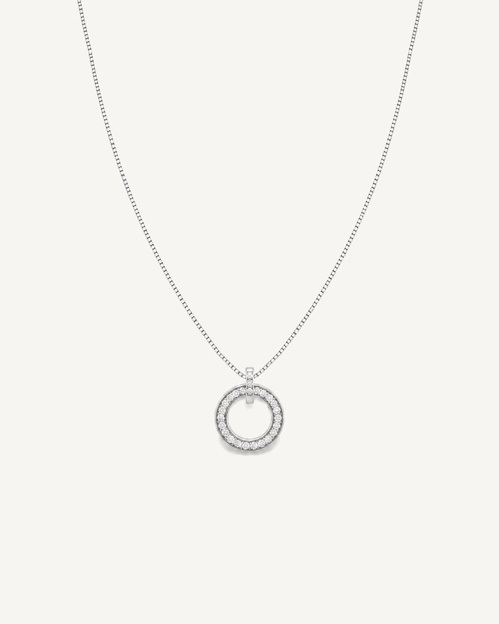 Pavé Circle Necklace product image on Oyster Silk background