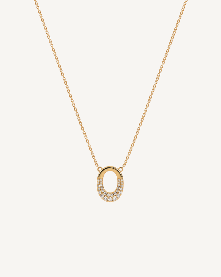 Pavé Oval Necklace product image on Oyster Silk background