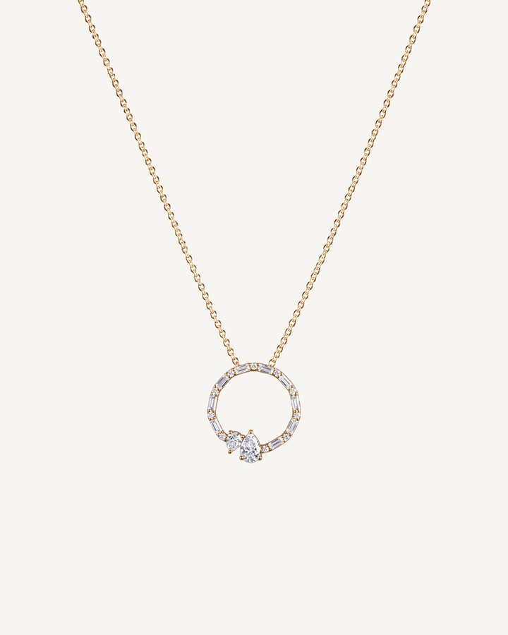 Pear-Accent Circle Necklace product image on Oyster Silk background