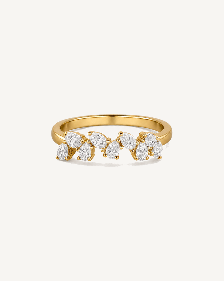 Pear Cluster Ring in yellow gold with matching yellow-gold prongs