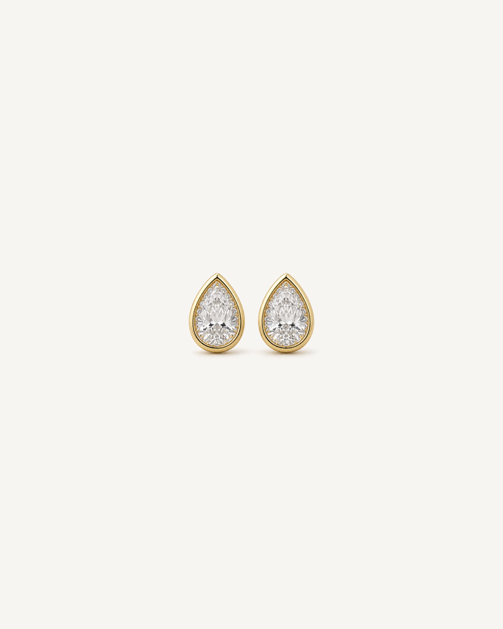 Pear Halo Studs product image on Oyster Silk background