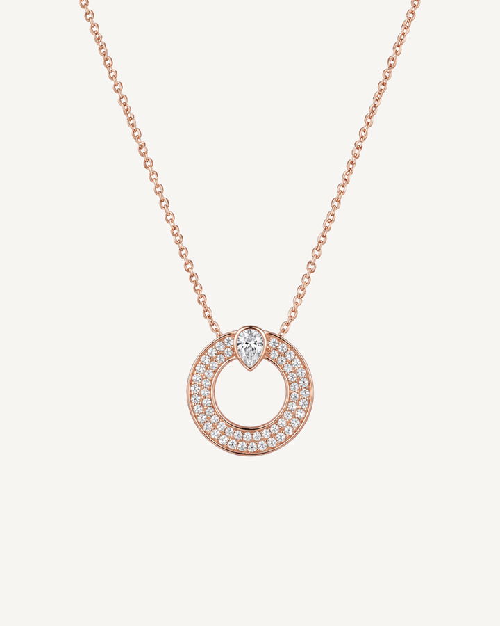 Pear-Top Circle Necklace product image on Oyster Silk background
