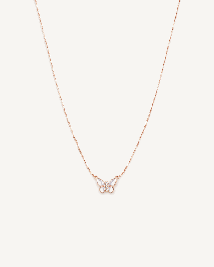 Pearl Butterfly Necklace product image on Oyster Silk background