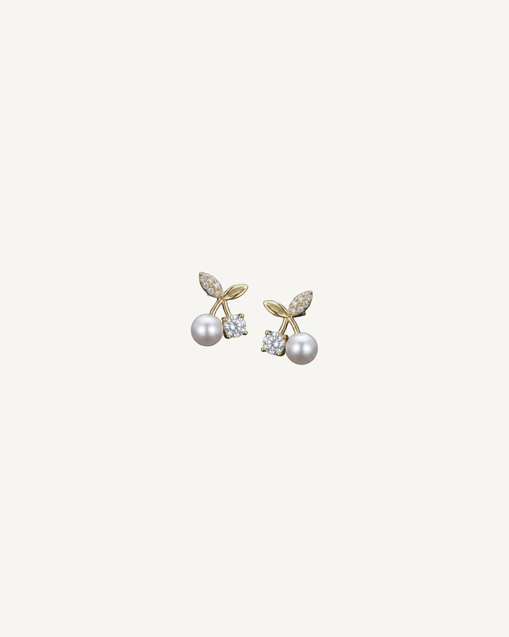 Pearl Cherry Studs product image on Oyster Silk background