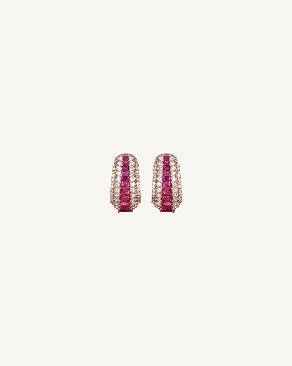 Pink Baguette Hoops product image on Oyster Silk background