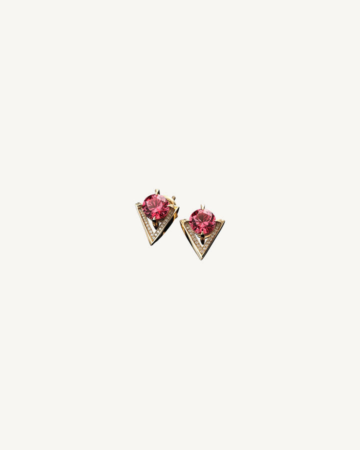 Pink Chevron Studs product image on Oyster Silk background