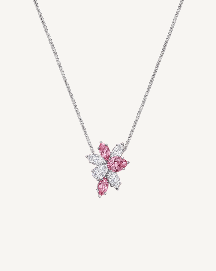 Pink Floral Necklace product image on Oyster Silk background