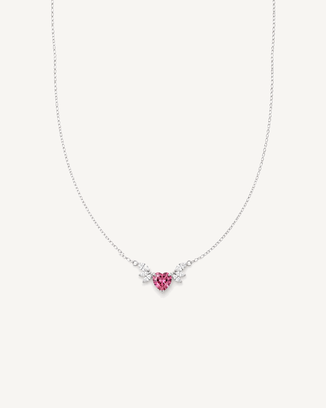 Pink Heart Necklace product image on Oyster Silk background