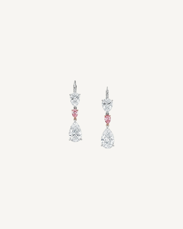 Pink Pear Drop Earrings product image on Oyster Silk background