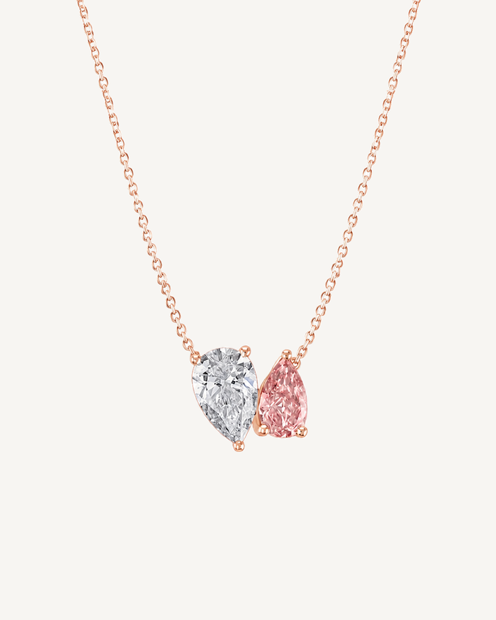 Pink Pear Necklace product image on Oyster Silk background