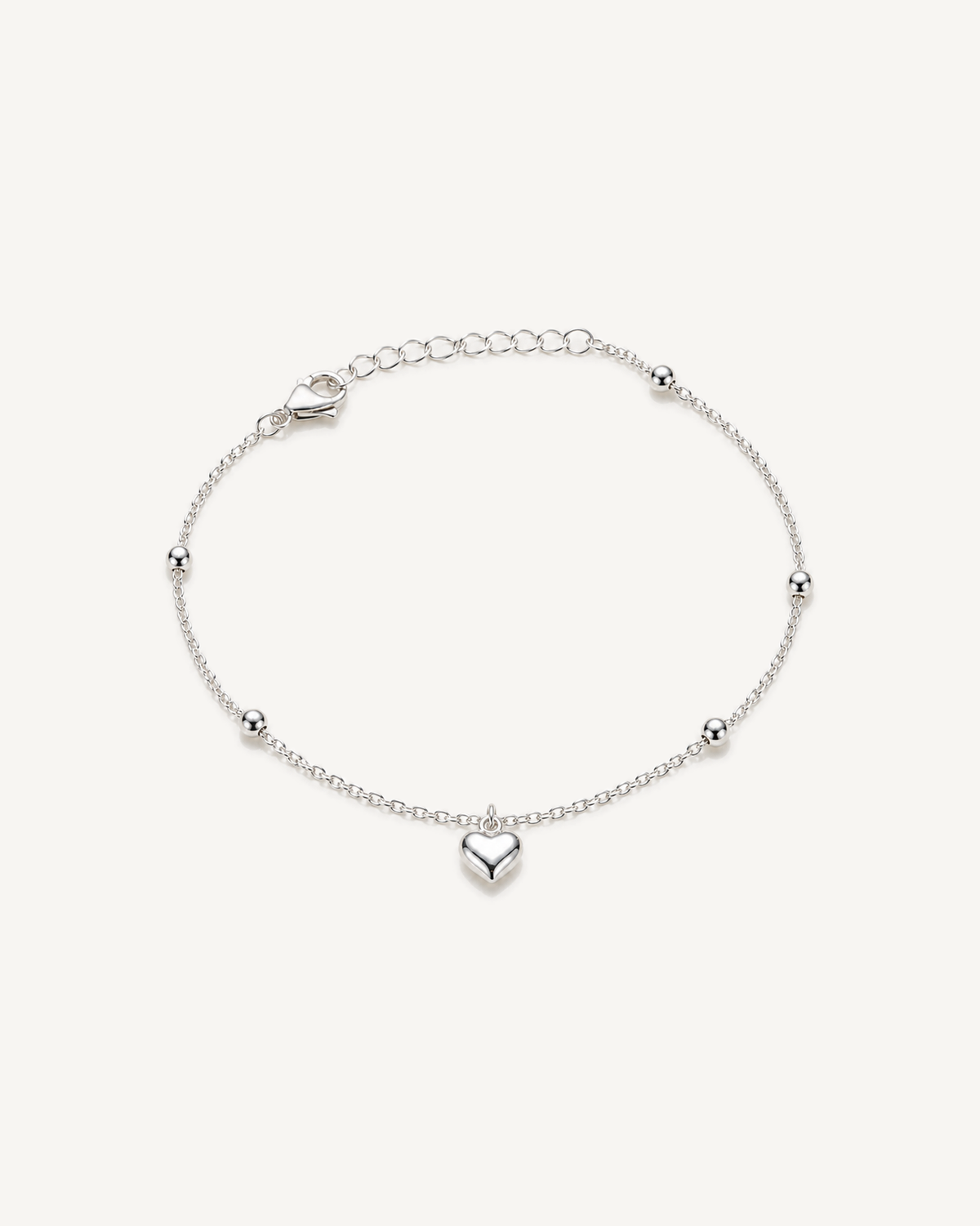 Puffed Heart Bracelet product image on Oyster Silk background