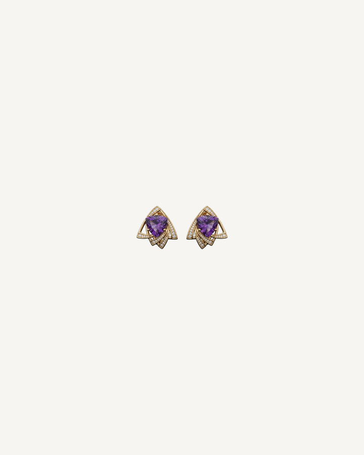 Purple Pear Studs product image on Oyster Silk background