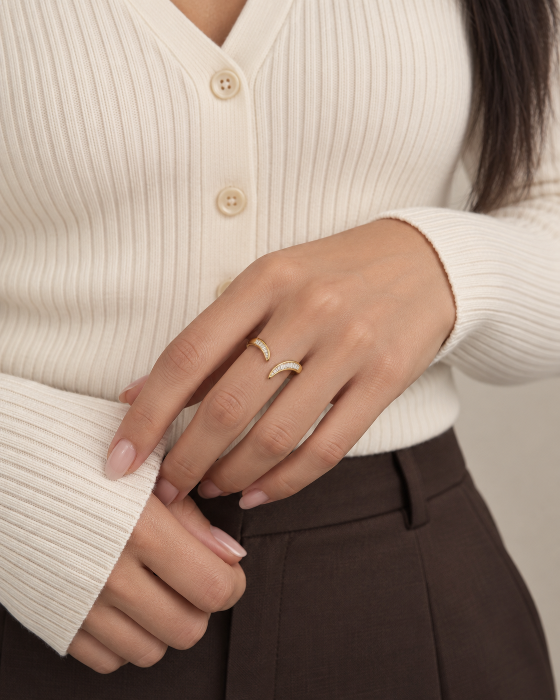 Split Curve Ring — Farther worn