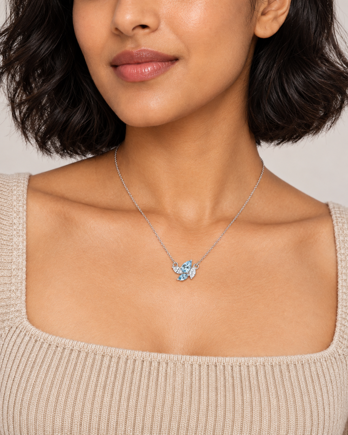 Blue Leaf Necklace — Second worn