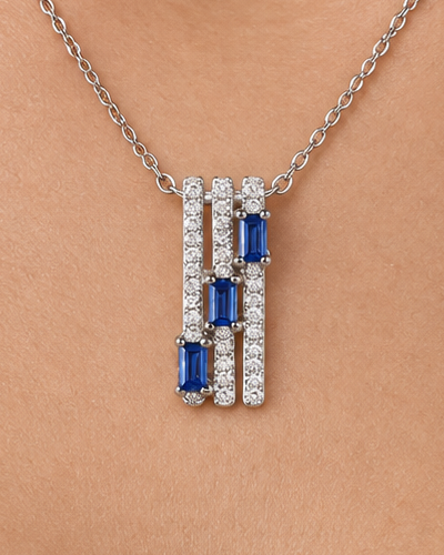 Blue Line Necklace — Close worn