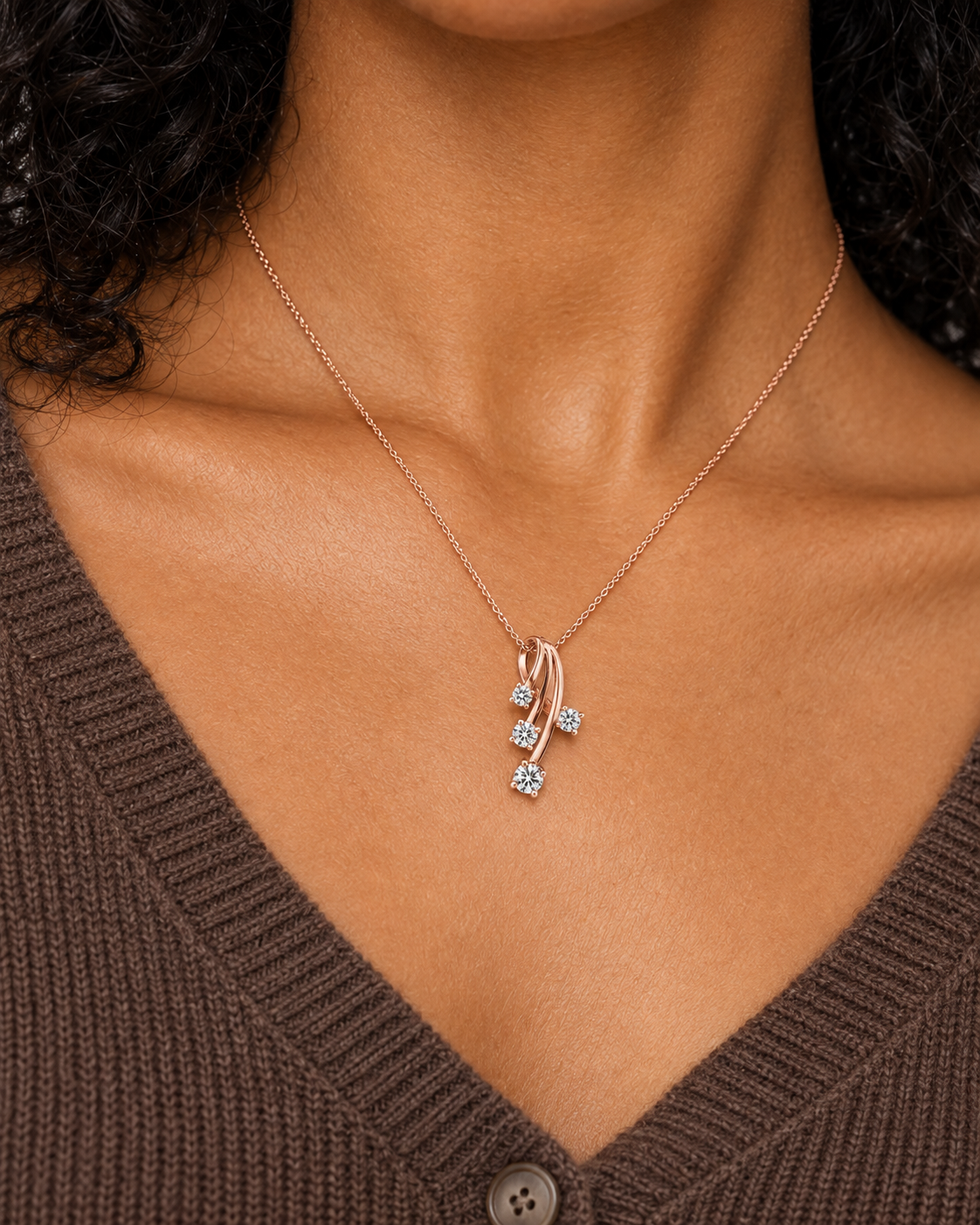 Falling Round Necklace — Close worn