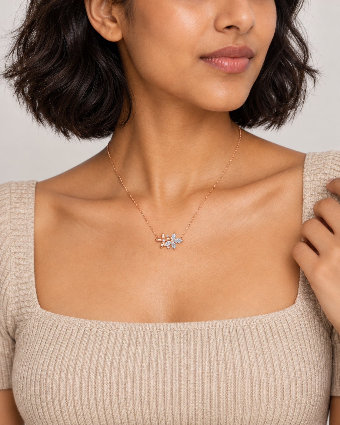Floral Branch Necklace — Second worn