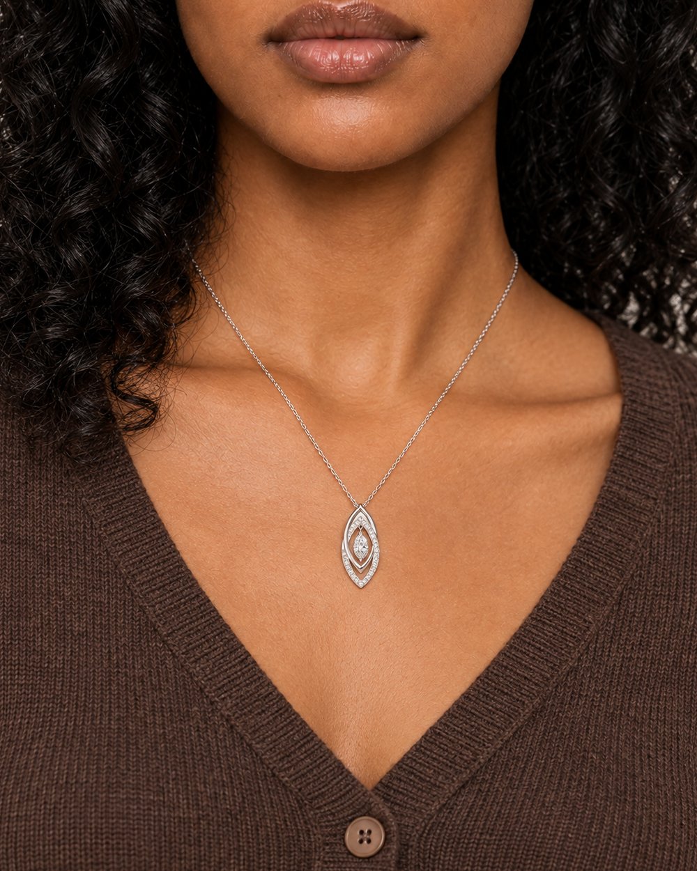 Layered Marquise Necklace — Second worn