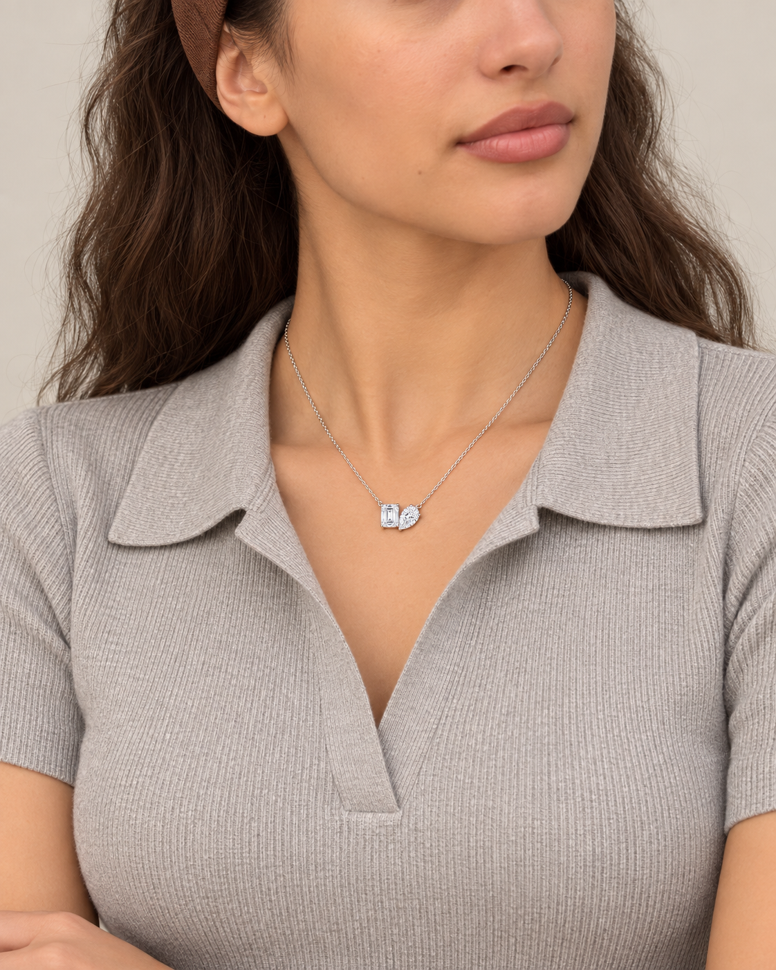 Mixed-Cut Duo Necklace — Second worn