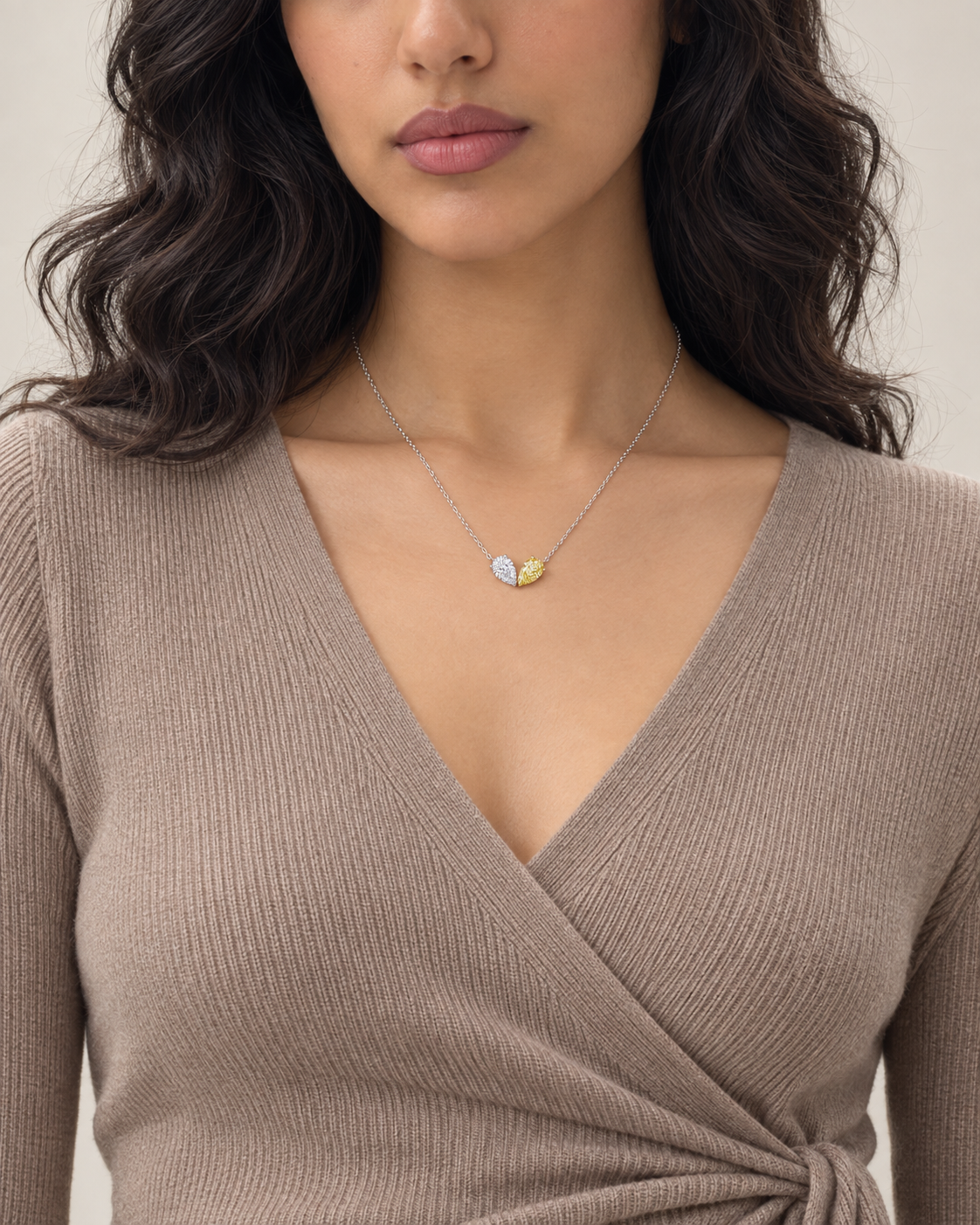 Two-Tone Pear Necklace — Second worn