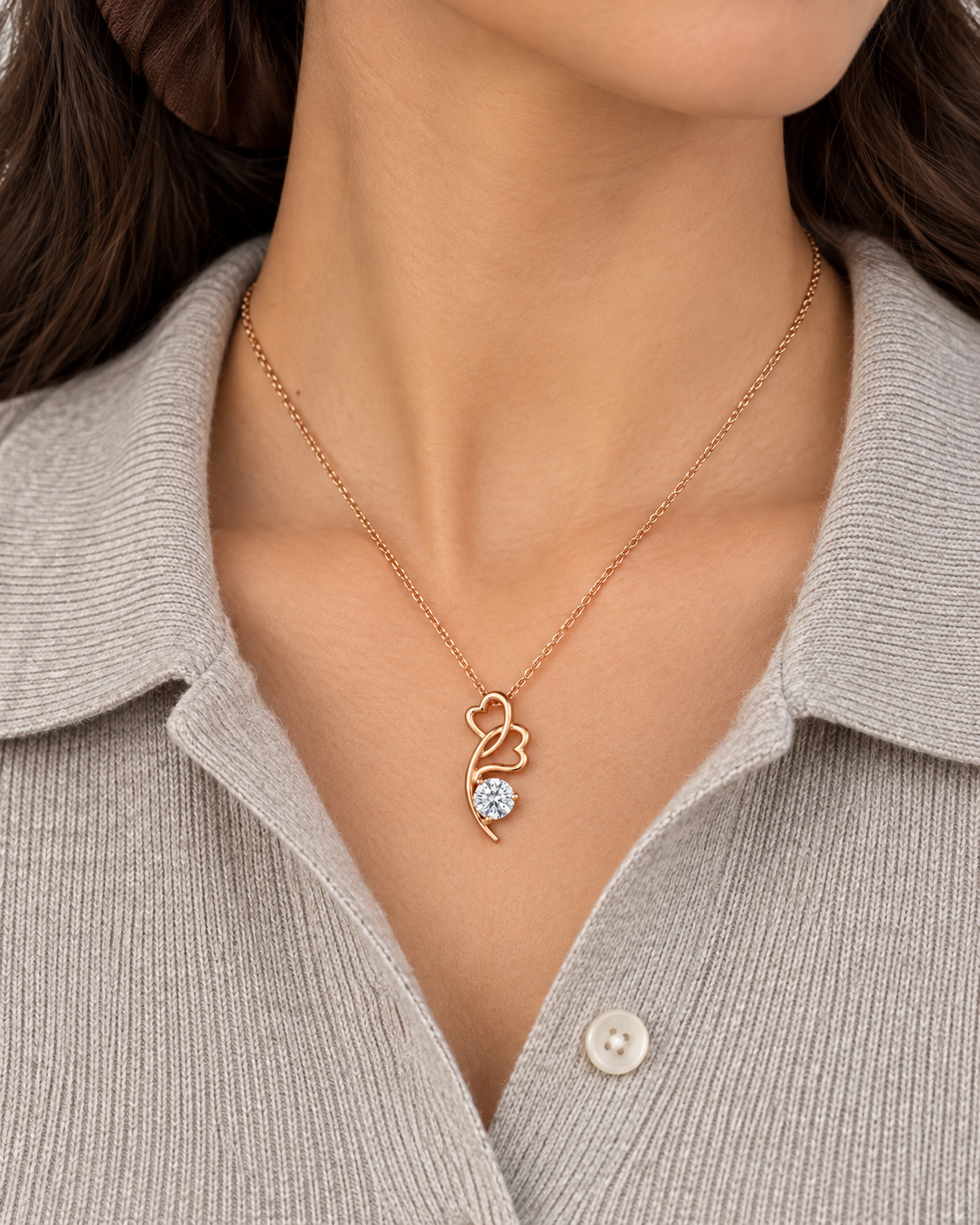 Winged Heart Necklace — Close worn